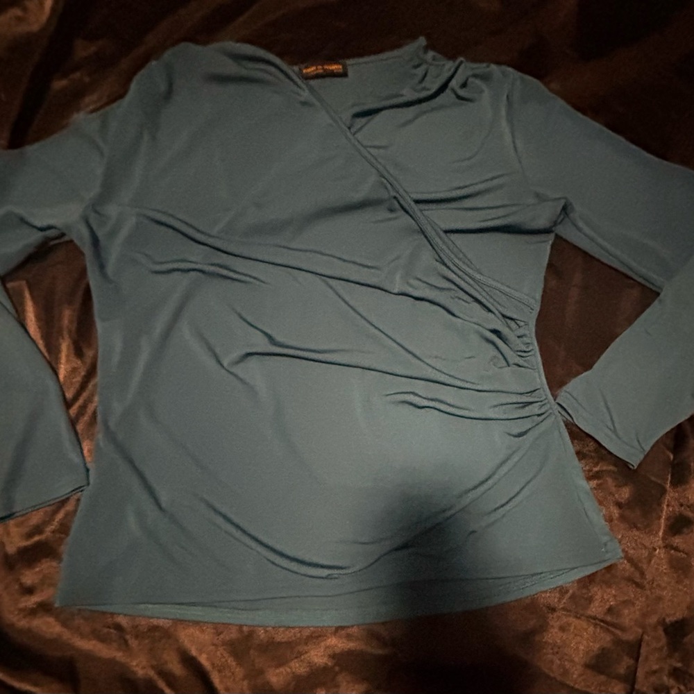 Elegant Teal Wrap Top (UK)